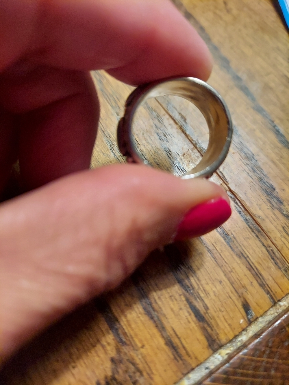 Vintage Sterling Silver Turquoise Boho Statement Band Ring - Picture 7 of 9